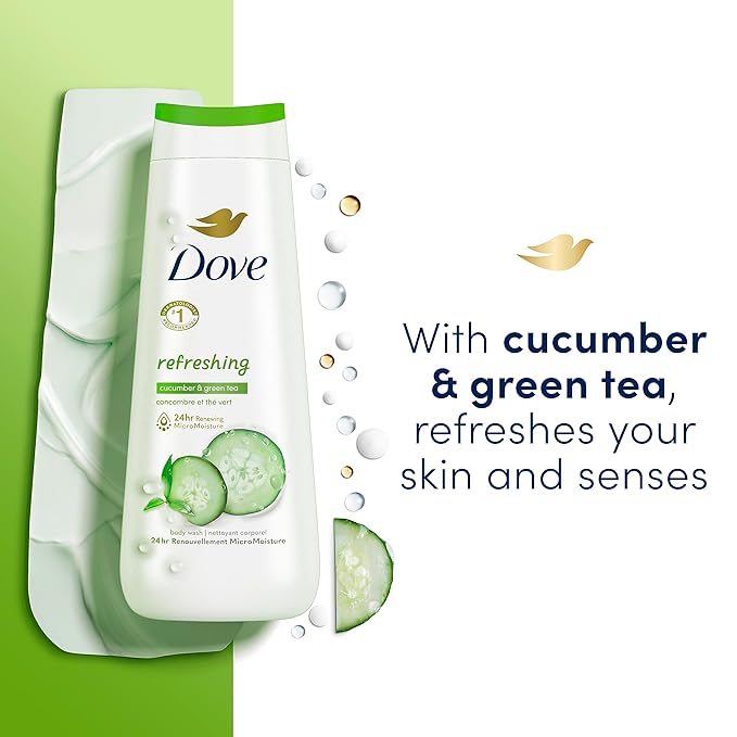 Dove Body Wash Deep Moisture Sensitive Skin Cucumber and Green Tea Shea Butter and Vanilla Collection with Pump Deep Moisture 30.6 oz Moisturizing Skin Cleansers