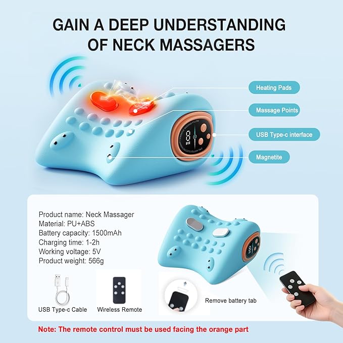 2026 New Upgrade Neck Massager 3-in-1 Heat Pulse &amp Vibration Modes Ergonomic Electric Neck and Shoulder Massager for Pain Relief &amp Relaxation at Home Office Travel