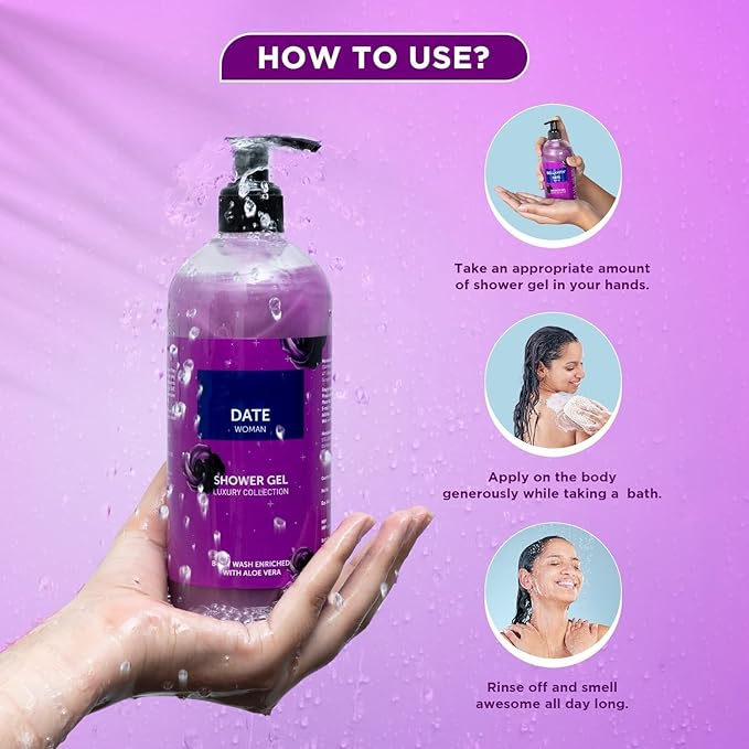 BVita Luxury Date Woman Body Wash Refreshing Shower Gel for Deep Cleansing Hydrating Moisturising Softer &amp Smoother Skin with Aloe Vera 500 Ml