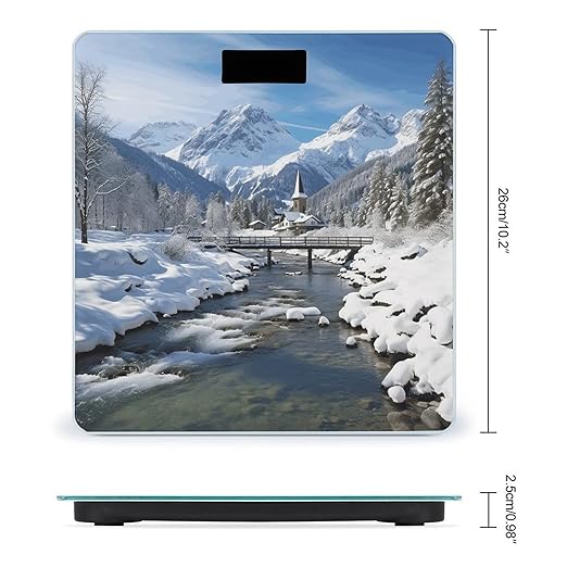 Winter Landscape in The Bavarian Alps Digital Bathroom Scale for Body Weight Weighing Scale with Backlit LCD Display High Precision Measurements &amp Measures Weight Up to 180kg
