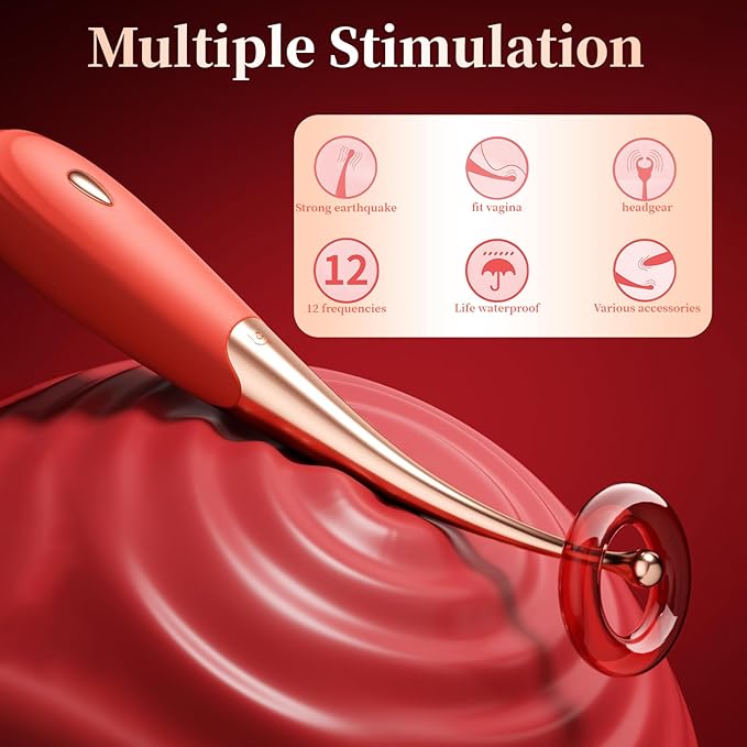 Portable Vibrating Massager -Clitioral Sucker Relaxes Muscles Heating Modes Viboators Toy Couples- for Body and Back Foot Silent Personal for Sports Massage Adult Tools Relaxation 1012P7c (Rose red)
