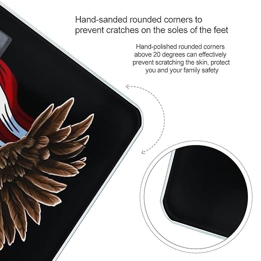 USA Flag Patriotic Eagle Scale for Body Weight Sturdy Tempered Glass Weighing Scales with LCD Display Accurate Digital Bathroom Scale Convenient Body Fat Smart Scales Easy Read