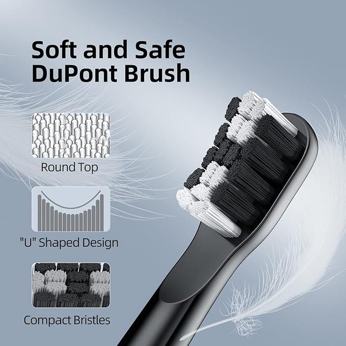 KFU Sonic Electric Toothbrush White 4 Cleaning Modes 3 Replacement Brush Heads Included