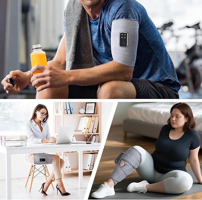 Cordless Leg Massager with Heat and Compression Rechargeable Leg Compression Massager for Circulation Muscle Relaxation for Calf Gifts for Dad Mom Men Women Gym Office Home (1 Piece)