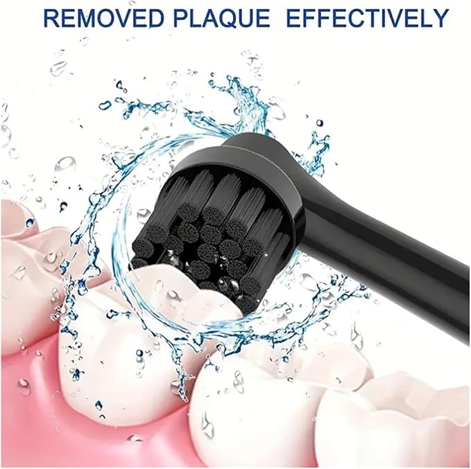 Black Bamboo Charcoal Brush Heads Compatible for Oral B Electric Toothbrush Advance Power/Pro Health/Triumph/3D Excel/Vitality Precision(4pcs Black)