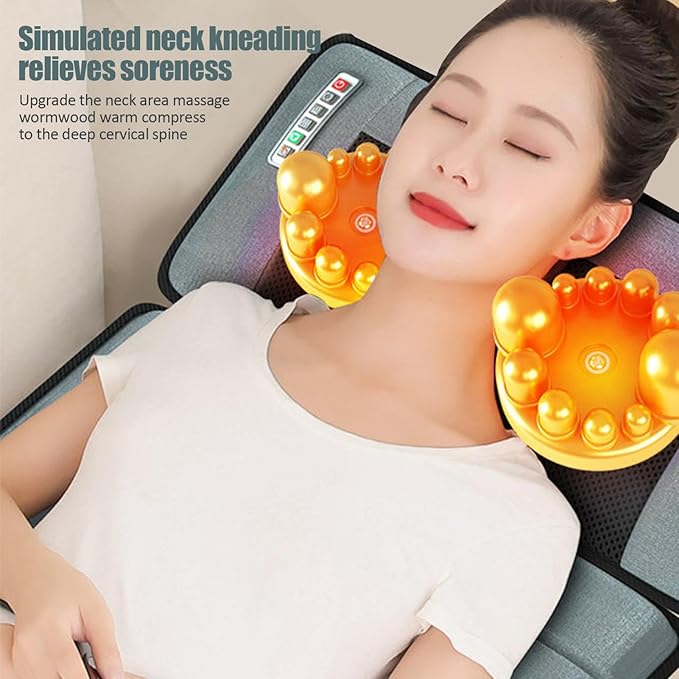 Full Body Massage Mat with Heat | 3D Lumbar Traction &amp Relaxation | Shiatsus Neck Massager with Massage Points | Electric Massage Pad with Timer | Body Stretching &amp Circulation fit 1.4 m-9.m