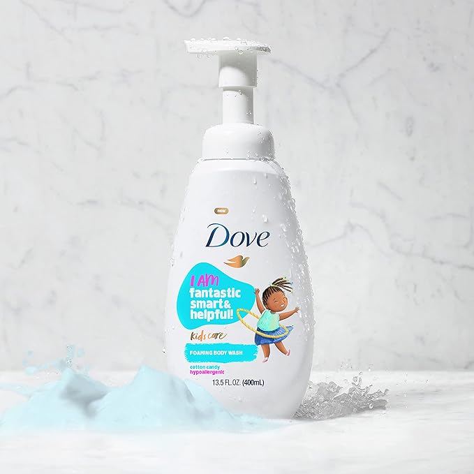 Dove Kids Care Foaming Body Wash For Kids Cotton Candy Hypoallergenic Skin Care 13.5 oz (Pack of 2)