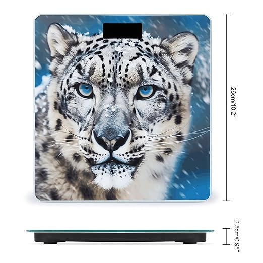 Blue Eyed Snow Leopard Scale with LCD Precision Weighing Scales Sturdy Tempered Glass Weight Scales Easy-to-Read Anti-Slip Weight Digital Bathroom Scale for Daily