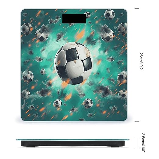 Soccer Digital Bathroom Scale for Body Weight Weighing Scale with Backlit LCD Display High Precision Measurements &amp Measures Weight Up to 180kg