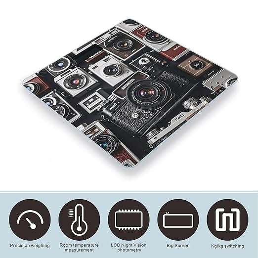 Retro Cool Camera Collection Smart Scale for Body Weight Accurate Bathroom Scale with LED Display Digital Weight Scales Weighing Machine High Precision Scales for Bath Home