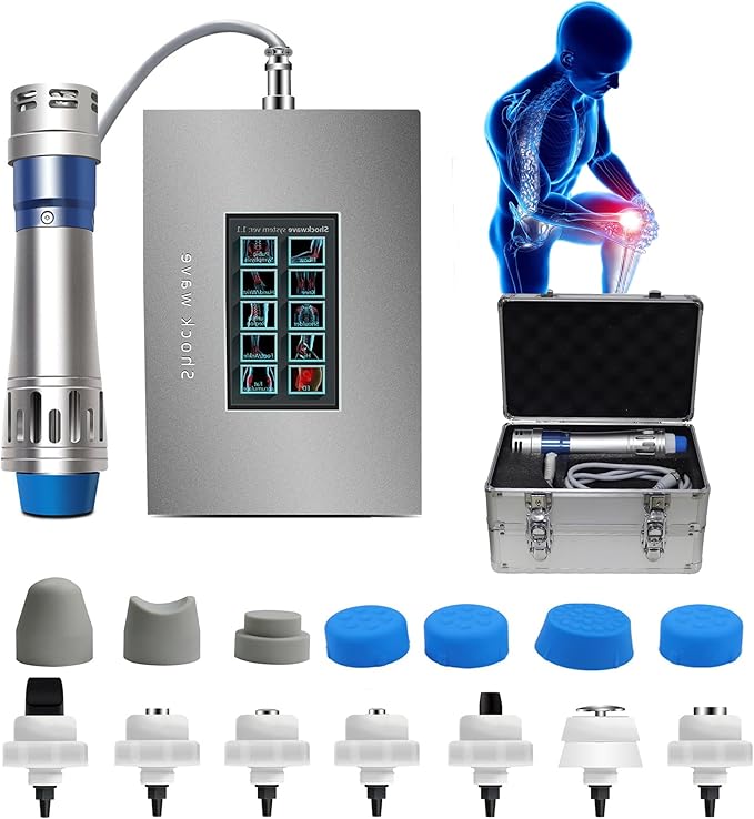 Shockwave Therapy Machine with 7 Treatment Heads Deep Tissue for Muscles Pain Relief Shock Wave Device for Athletes Sports Injuries Plantar Fasciitis Focused Shockwave Machine