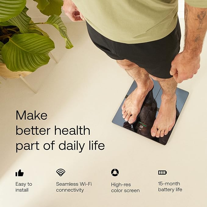WITHINGS Body Smart - Accurate Scale for Body Weight and Fat Percentage Body Composition Wi-Fi and Bluetooth Weight Scale Baby Weight Scale Smart Scale Apple Health Compatible Bathroom Scale