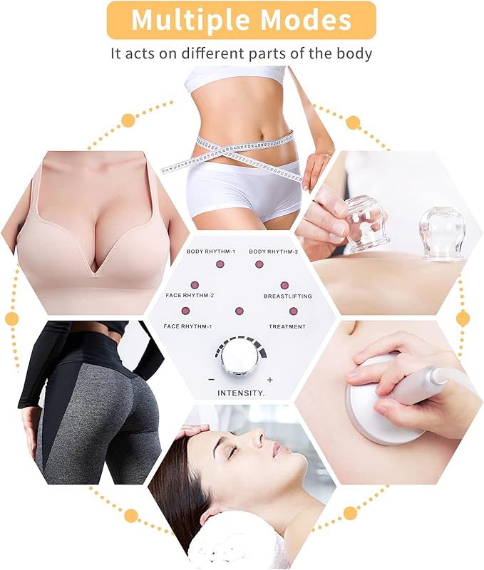 Yofuly Vacuum Therapy Machine Multifunctional Vacuum Therapy Cupping Machine Vacuum Cupping Machine with 30 Vacuum Cups and 3 Gua Sha Handles | 0-70 cmHg
