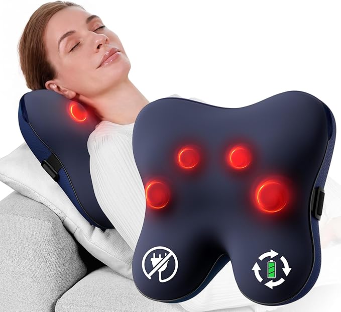 BOB AND BRAD Cordless Back Massager with Heat FSA Eligible HSA Shiatsu Back Massager for Pain Relief Deep Tissue 3D Kneading Massage Pillow for Pain Relief Soothing Full-Body Relief for Family