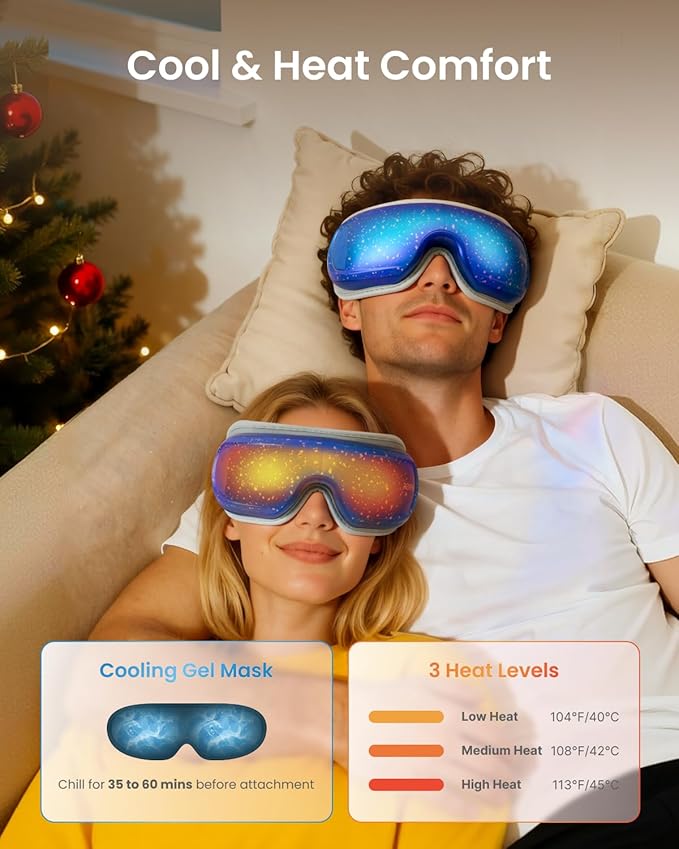 RENPHO Limited Edition Eye Massager with Heat and Cooling Voice Control FSA Eligible HSA Mothers Day Birthday Gifts for Mom Women Men Her Him Eye Mask for Migraines Relief Eyeris 3 Reduce Dry Eyes
