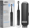 Electric Toothbrush with Pressure Sensor5 Cleaning Modes 2 Minute Timer and QuadPacer 38000 VPM Electric Motor &amp Wireless Charging 4 Brush Heads &amp Travel Case (Black)