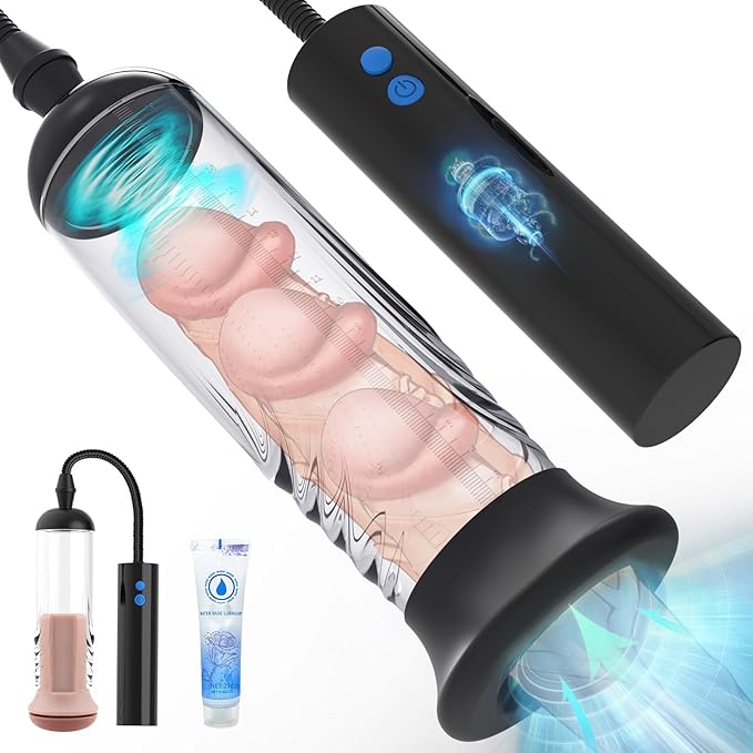 Penile Traction Device Condones 6X Suction &amp Pumping Training Device Bigger &amp Harder &amp Longer Y324* (Black)