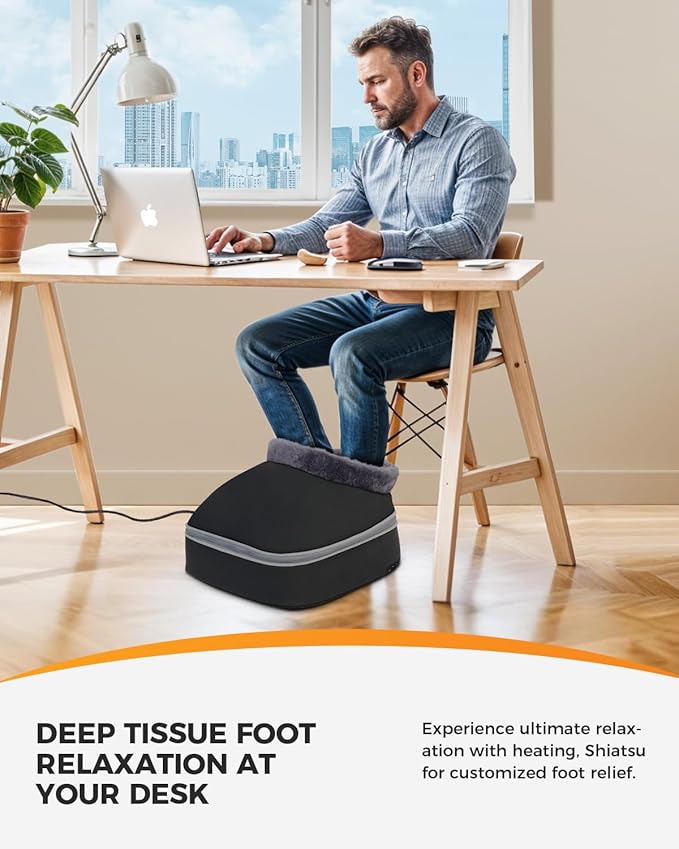 CooCoCo Shiatsu Foot Massager with Heat - Gifts for Men Women Kneading Feet Massager Machine Cushion or Foot Warmer Massagers for Back and Foot Relief