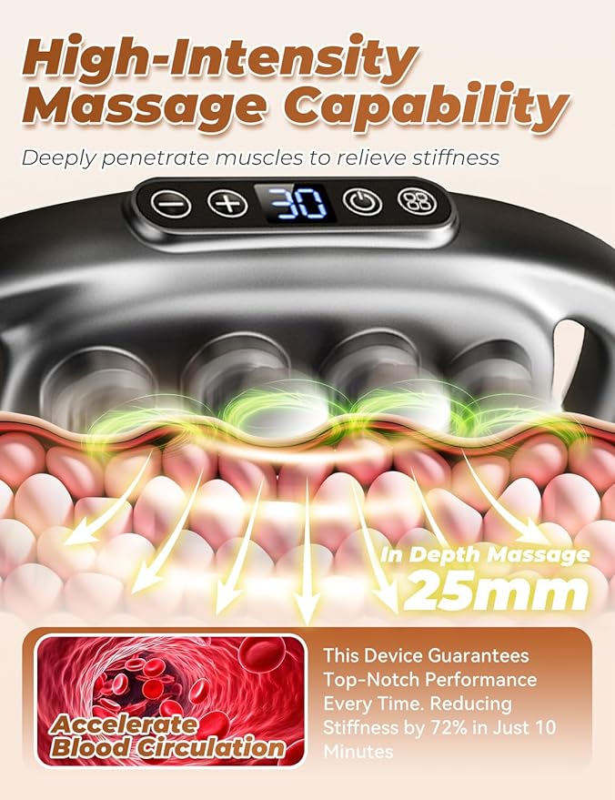 Veloreva Massager - 16 Head Massage Gun Deep Tissue for Pain Relief Pro Massager with 3 Modes &amp 30 Levels Back Massagers for Back Shoulders Legs Foot Body Fast Relief (Black)
