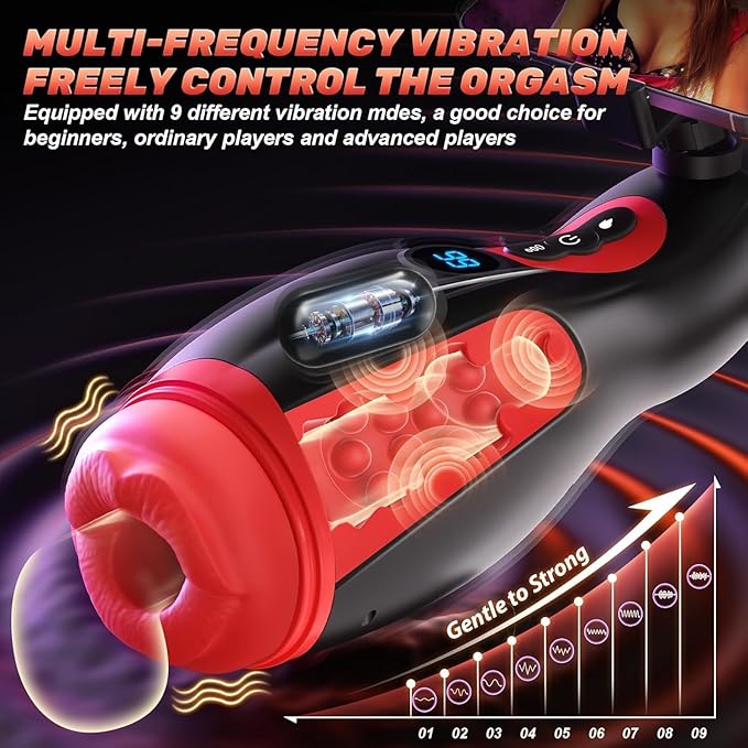 2026 Male Masterburbatar Hands Free with 9 Thrusting 9 Sucking Heating Vibration Modes Blowjobob Machine for Man Pocket Puzzy Mastusbafor Automatic Tight Viboators Sleeve Hoodies QEY31 (Red)