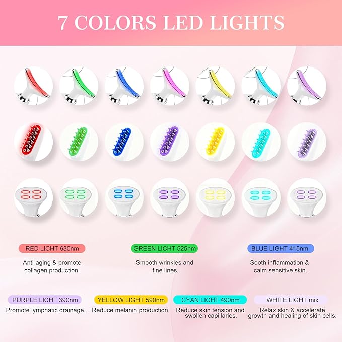 Red-Light-Therapy-for-Face and Neck-Eye-Head Massager7 Colors Skin Rejuvenation Lifting Facial Massager for ToningGlow BoostWrinkle for BirthdayChristmasMothers DayValentines Day Gifts (Black)