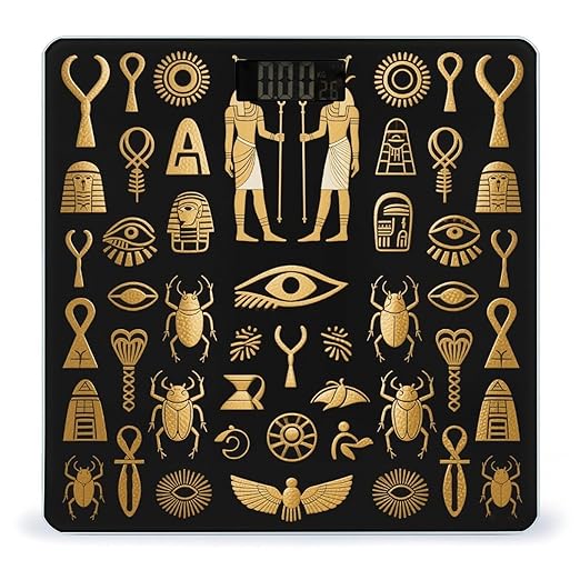 Ancient Egyptian Bathroom Scale for Body Weight LCD Display Digital Bathroom Scale Tempered Glass Bathroom Weight Scales Fashion Smart Scales for Home Bedroom 400 Lb