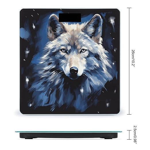 Wolf Head on Blue Background Bathroom Scale Ultra-Bright Liquid Crystal Screen Weight Scale Accurate Bathroom Body Scales for Body Weight Bathroom Pet Home Bedroom Gift-Giving