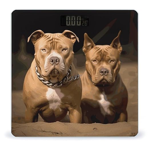 Pitbull Dogs Scale for Body Weight Highly Accurate Digital Bathroom Body Scale Digital Bathroom Scales for People Anti-Slip Large LCD Display Smart Scales