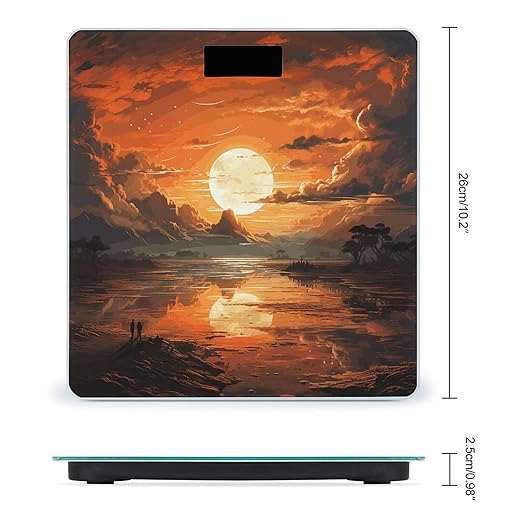 Orange Sky Scale for Body Weight Anti-Slip Digital Bathroom Scale Sturdy Toughened Glass Weighing Scales High Precision Safe Rounded Corners Smart Scales