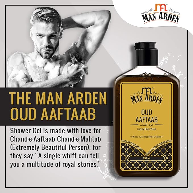 Man Arden Oud Aaftaab Luxury Body Wash Infused With Shea Butter &amp Vitamin E 250ml