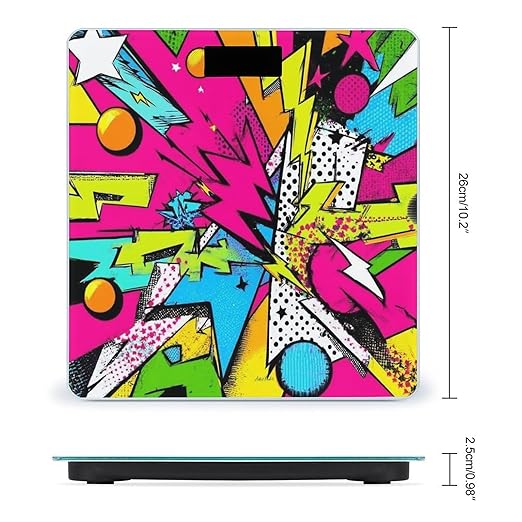 Energy Saving Scale Bathroom Weighing Scale Smart Scale for Body Weight Digital Pink Geometric 80s 90s Style
