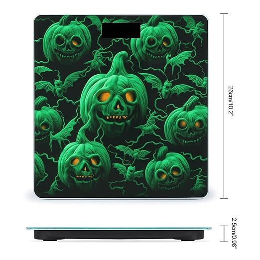 Green Ghost Horror Halloween Pumpkin Bathroom Scale for Body Weight Bathroom Weighing Scale with Backlit LCD Display Highly Accurate Measures Weight Up to 180kg