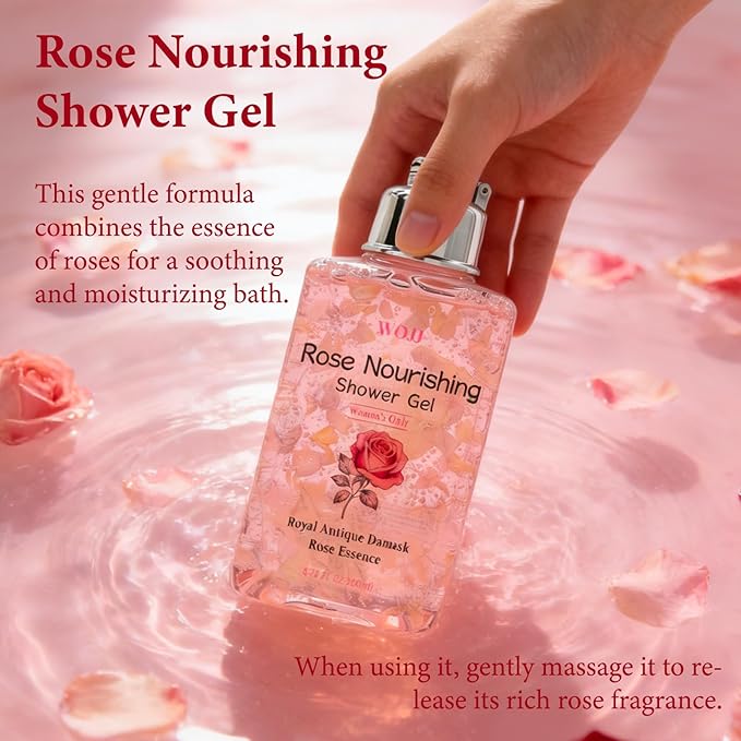 Rose Elixir Body Wash for Women - Gentle Moisturizing Shower Gel with Triple Rose Nourishing Cleanser 6.76 oz (2)