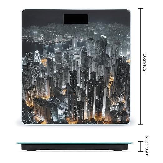 Digital Bathroom Scale for Body Weight Scale with Bright LCD Display High Accuracy Step-On Technology Auto On/Off Aerial Night of View Hong Kong Digital Scales 400 Lbs /180kg