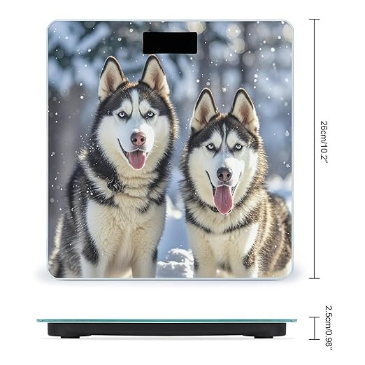 Adorable Huskies Scale for Body Weight Accurate Digital Bathroom Scale Toughened Glass High Precision Scales Smart Weight Scales with Large LCD Backlight Display Weighing Machine