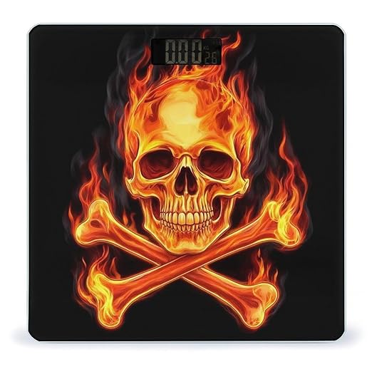 Women's Fashion Automatic Switch Digital Bathroom Weighing Scale Smart Scale Fire Flaming Skull Crossbones