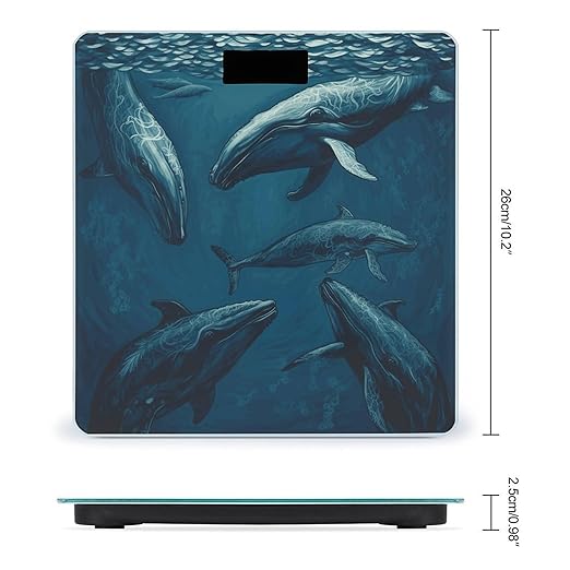 Ocean Whale Scale for Body Weight Sturdy Tempered Glass Weighing Scales with LCD Display Accurate Digital Bathroom Scale Convenient Body Fat Smart Scales 400lb