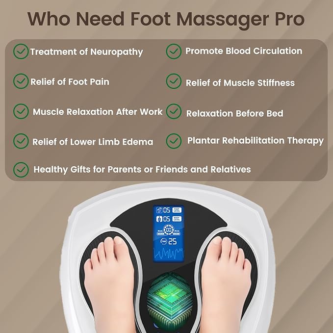 Neuropathy Pain Relief for Feet Massager Pro 3D EMS Foot Massager for Neuropathy 8 TENS Pads Electric Foot Health Nerve Muscle Stimulator Circulation for Plantar Fasciitis - FSA or HSA Approved