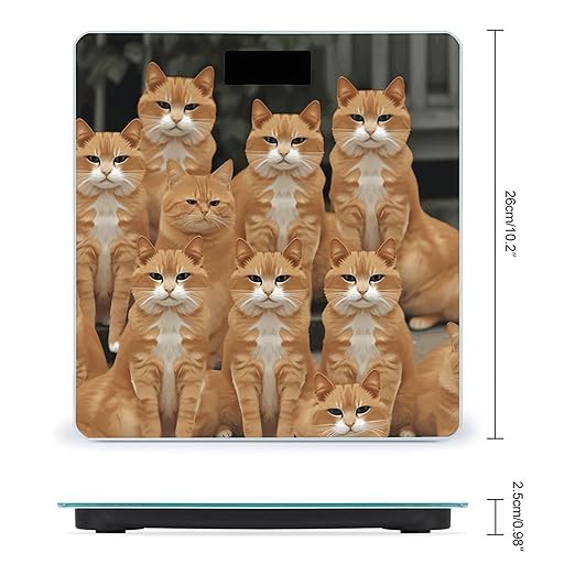 Digital Bathroom Scale for Body Weight Scale with Bright LCD Display High Accuracy Step-On Technology Auto On/Off Orange Cats Digital Scales 400 Lbs /180kg