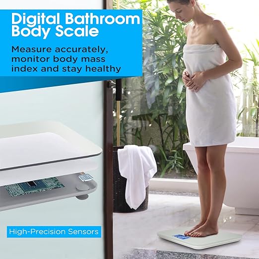 Talking Scales for Body Weight Highly Accurate Digital Talking Bathroom Scale with Large LCD Screen Auto On &amp Off Talking Scales for Visually Impaired or Elderly Includes Batteries 551 LB