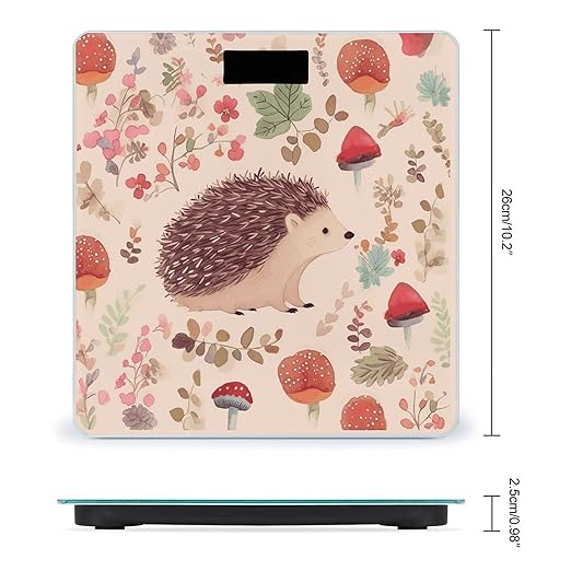 Lovely HedgehogScale for Body Weight with LCD High Precision Weighing Scales Fashion Sturdy Tempered Glass Weight Scales Easy-to-Read Digital Bathroom Scale for Daily 400lb