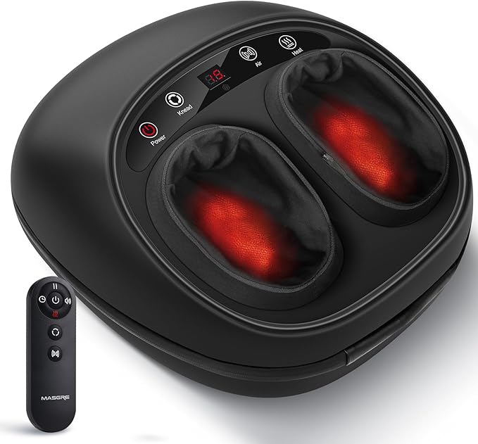 Foot Massager with Heat Deep Kneading Therapy Compression Shiatsu Feet Massager Machine for Plantar Fasciitis Neuropathy Pain Birthday Gifts for Women Mom Men Dad