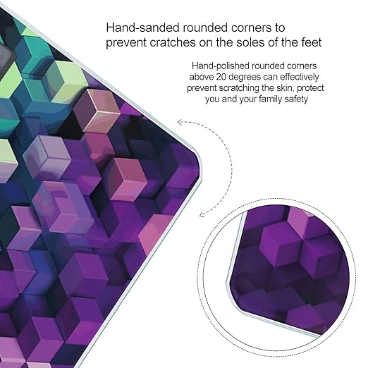 Abstract Color Cubes Purple Scale for Body Weight High Precision Digital Weight Scales with LCD Display Anti-Slip Sturdy Slim Tempered Glass Bathroom Scale for Home Use