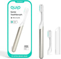 Quip Metal Sonic Electric Toothbrush for Adults - Time Travel &amp Soft Bristles with Travel Case &amp Replacement Brush Head - 3 Month Battery Life Champagne