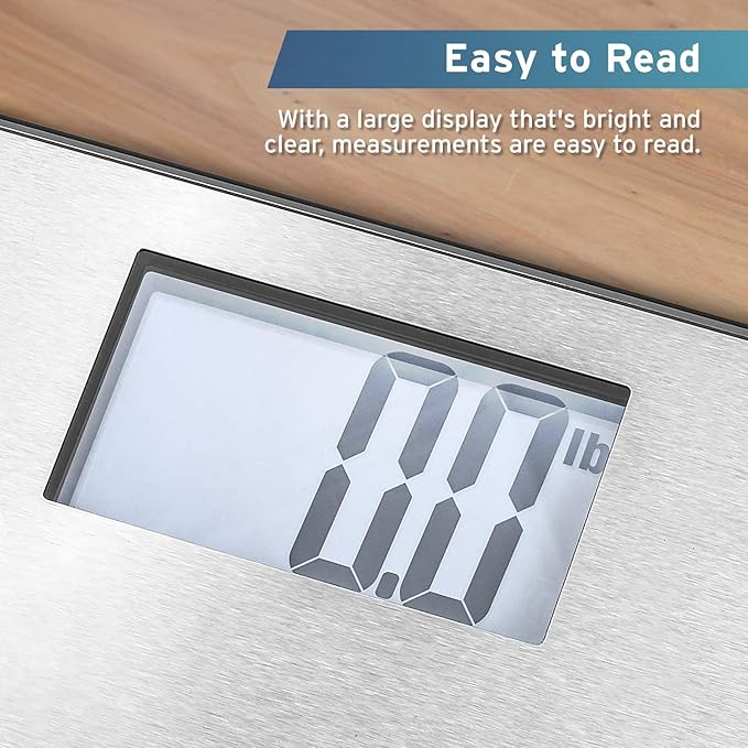 Etekcity Stainless Steel Digital Body Weight Bathroom Scale Step-On Technology Large Blue LCD Backlight Display 400 Pounds  Grey 12x12 Inch (Pack of 1)