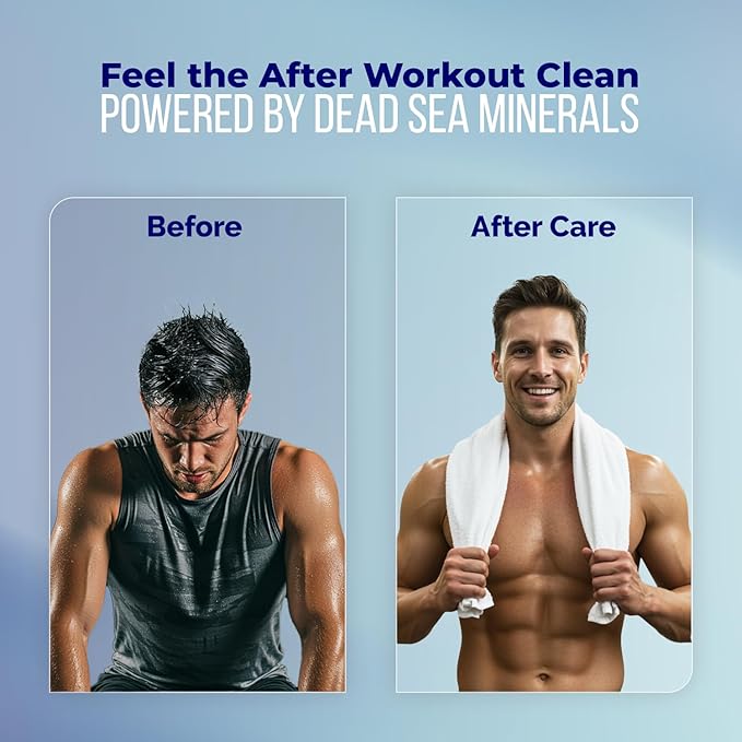 Dead Sea Collection Mens Body Wash TOP 10 ACTIVE – 3 in 1 Body Wash for Men for Hair Face &amp Body – Moisturizing Shower Gel with Dead Sea Minerals – Pack of 2 (33.8 fl oz each)