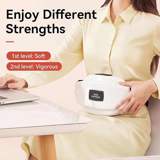 Dual Disc Abdominal Massager Professional Hands-Free Belly Massager Machine with Heat for Digestion Aid Relieve Bloating Constipation Stomach Fat &amp Period Cramps