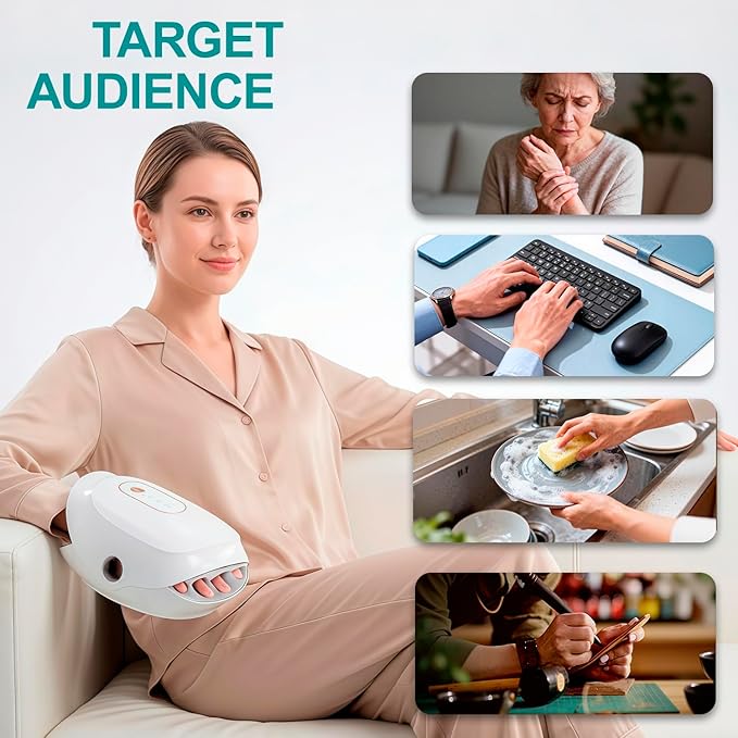 SENAINS Cordless Hand Massager with Heat and CompressionWristPalm &amp Finger MassageSoothing Stretching &amp Kneading3 Modes &amp 3 IntensitiesGifts for Women Men Relaxation at OfficeWhite