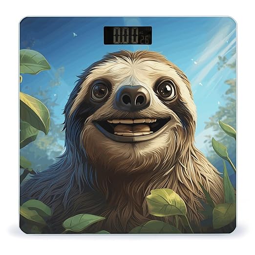Cartoon Funny Sloth Bathroom Scale Rounded Smart Scale for Body Weight Automatic Power On/Off Weight Scales Accurate Bathroom Digital Scales for Pet Home Bedroom Kitchen