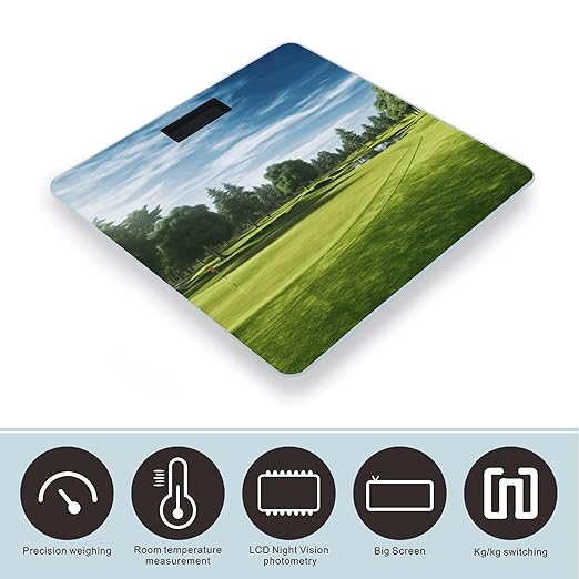Golf Course Lawn Weight ScaleClear LED Display Bathroom Digital Weighing ScaleTempered Glass Digital Bathroom Scale for Body Weight Capacity Up to 400 Lbs